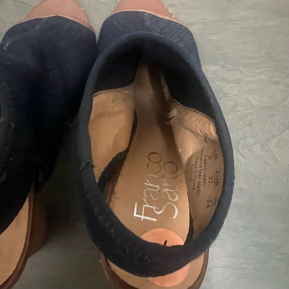 Franco Sarto Dawne Stretchy Denim Slingback Shoes Womens Sz 7‎ Blue Casual Heels - Picture 14 of 16